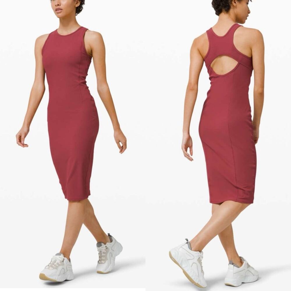 Lululemon Burgundy Red Chianti Brunch and Back Open Back Tank Midi Dress - 4